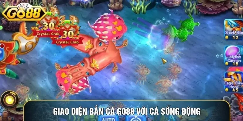 Giao diện Bắn cá Go88 với cá chuyển động sống động và hiệu ứng màu sắc rực rỡ Giao diện Bắn cá Go88 với cá chuyển động sống động và hiệu ứng màu sắc rực rỡ